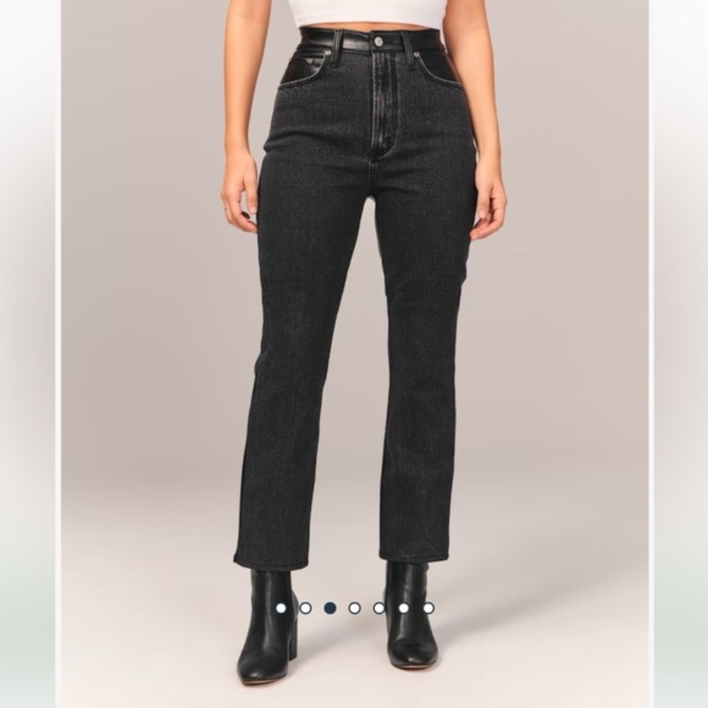 A&F Mixed Fabric High Rise Ankle Straight